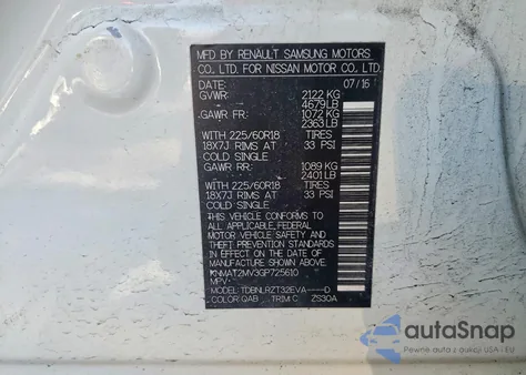 2016 Nissan Rogue S z USA, uszkodzony, nr VIN KNMAT2MV3GP725610